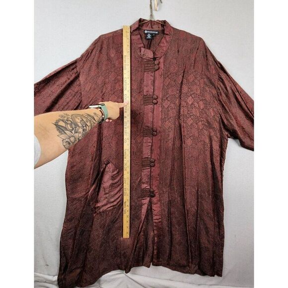 Women's Endless Knot Art Blouse Saigon Top Brown Long Sleeve One Size - Picture 4 of 6